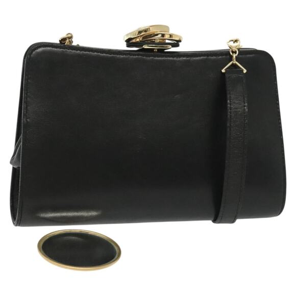 GUCCI Shoulder Bag Leather Black Gold 005 406 005 406 - Picture 1 of 16